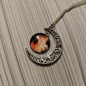 Planet and moon necklace